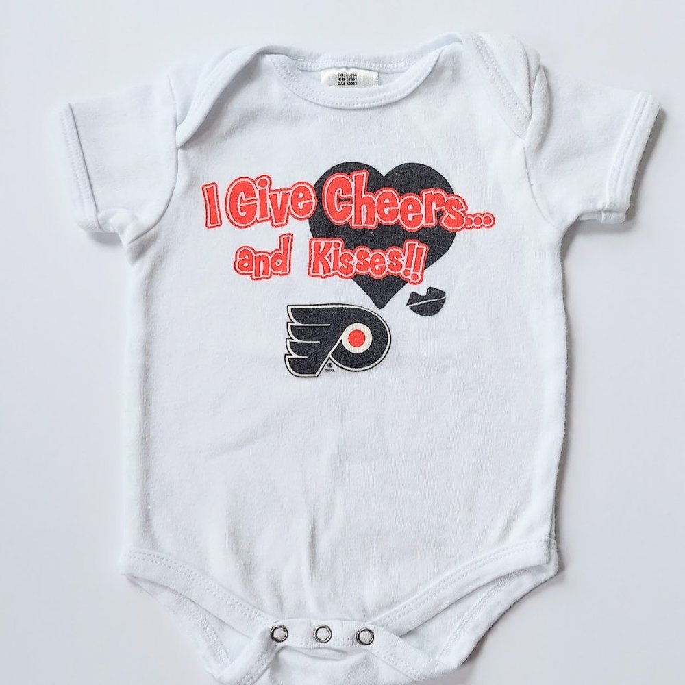 Philadelphia Flyers Infants I Give Cheers Logo Short Sleeve Romper Sz 3M 6M